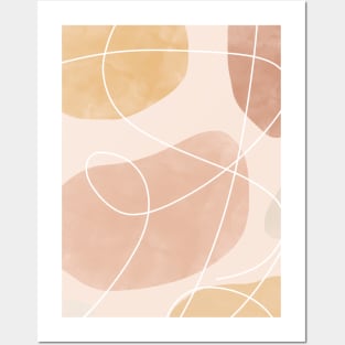 Minimalist Modern Boho Abstract Yellow and Clay Art Posters and Art